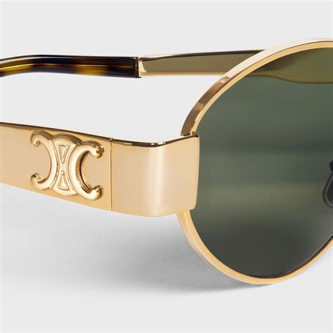 celine triomphe sunglasses gold / green|WOMEN'S LUXURY GOLD SUNGLASSES .